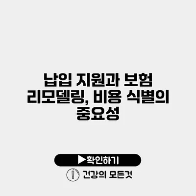 납입 지원과 보험 리모델링, 비용 식별의 중요성