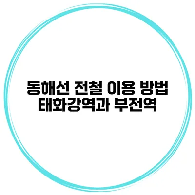 동해선 전철 이용 방법 태화강역과 부전역