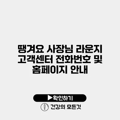 땡겨요 사장님 라운지 고객센터 전화번호 및 홈페이지 안내