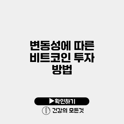 변동성에 따른 비트코인 투자 방법