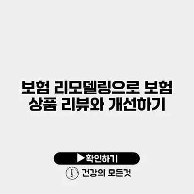 보험 리모델링으로 보험 상품 리뷰와 개선하기