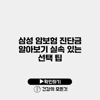 삼성 암보험 진단금 알아보기 실속 있는 선택 팁
