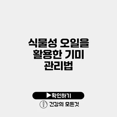 식물성 오일을 활용한 기미 관리법
