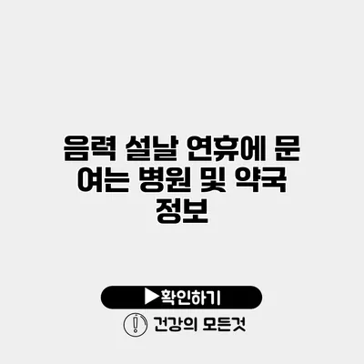 음력 설날 연휴에 문 여는 병원 및 약국 정보