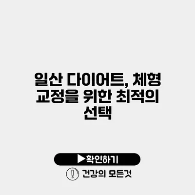 일산 다이어트, 체형 교정을 위한 최적의 선택