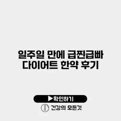 일주일 만에 급찐급빠 다이어트 한약 후기