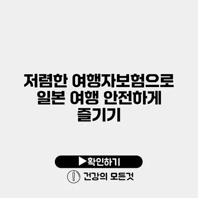 저렴한 여행자보험으로 일본 여행 안전하게 즐기기
