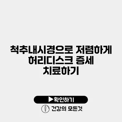 척추내시경으로 저렴하게 허리디스크 증세 치료하기