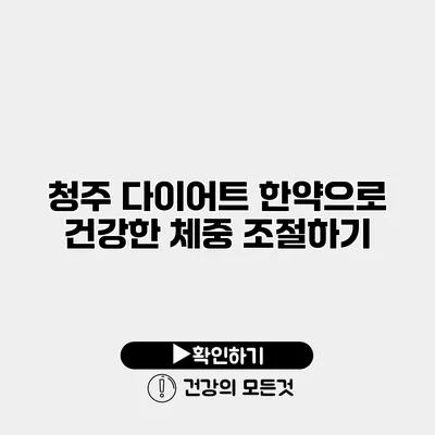 청주 다이어트 한약으로 건강한 체중 조절하기