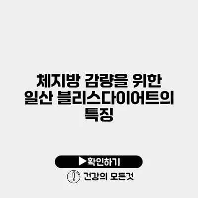체지방 감량을 위한 일산 블리스다이어트의 특징