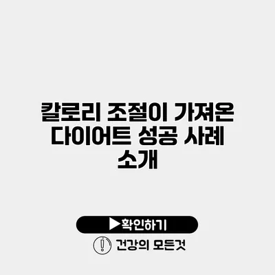 칼로리 조절이 가져온 다이어트 성공 사례 소개