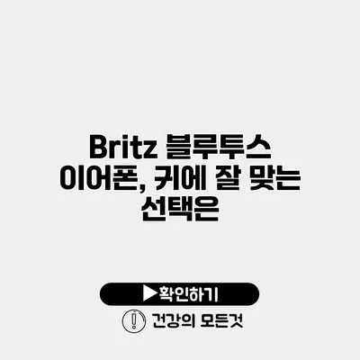 Britz 블루투스 이어폰, 귀에 잘 맞는 선택은?
