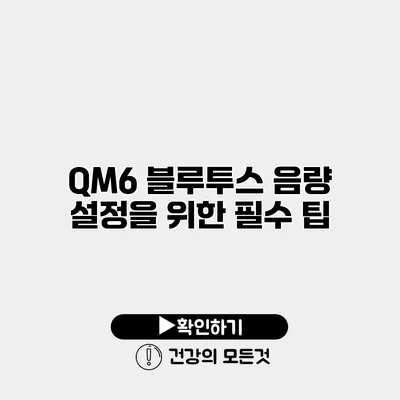 QM6 블루투스 음량 설정을 위한 필수 팁