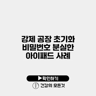 강제 공장 초기화 비밀번호 분실한 아이패드 사례