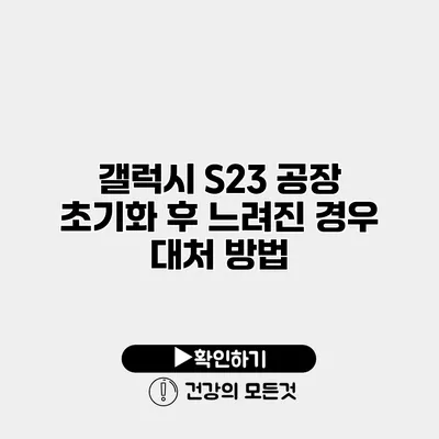 갤럭시 S23 공장 초기화 후 느려진 경우 대처 방법