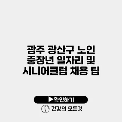 광주 광산구 노인 중장년 일자리 및 시니어클럽 채용 팁