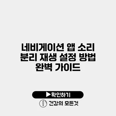 네비게이션 앱 소리 분리 재생 설정 방법 완벽 가이드