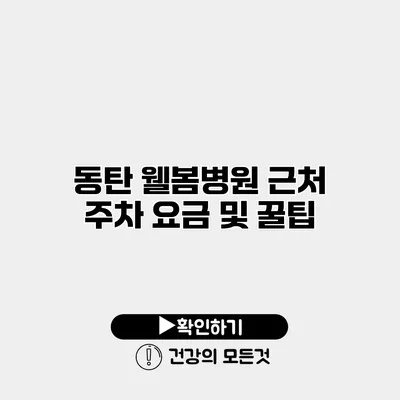 동탄 웰봄병원 근처 주차 요금 및 꿀팁