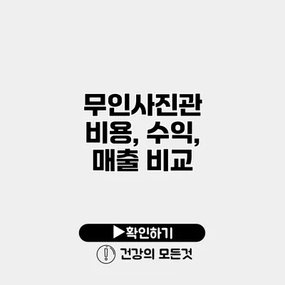 무인사진관 비용, 수익, 매출 비교