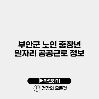 부안군 노인 중장년 일자리 공공근로 정보