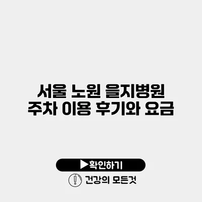 서울 노원 을지병원 주차 이용 후기와 요금