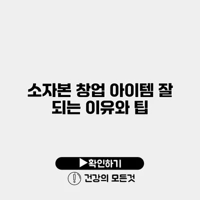 소자본 창업 아이템 잘 되는 이유와 팁