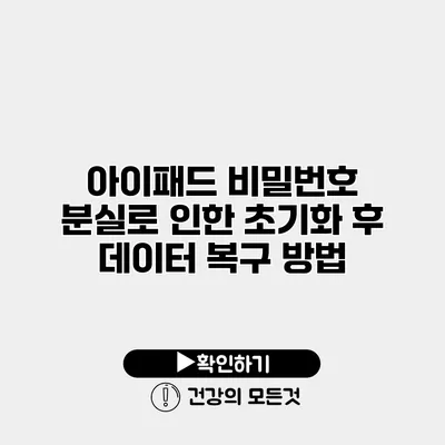 아이패드 비밀번호 분실로 인한 초기화 후 데이터 복구 방법