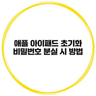 애플 아이패드 초기화 비밀번호 분실 시 방법