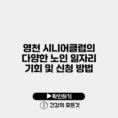 영천 시니어클럽의 다양한 노인 일자리 기회 및 신청 방법