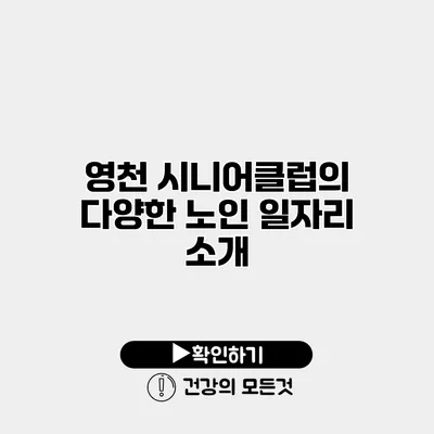 영천 시니어클럽의 다양한 노인 일자리 소개