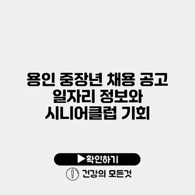 용인 중장년 채용 공고 일자리 정보와 시니어클럽 기회