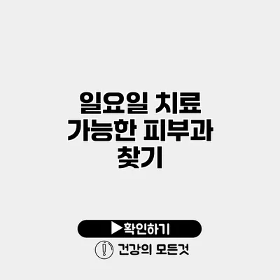 일요일 치료 가능한 피부과 찾기