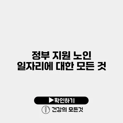 정부 지원 노인 일자리에 대한 모든 것