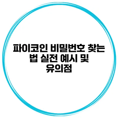 파이코인 비밀번호 찾는 법 실전 예시 및 유의점