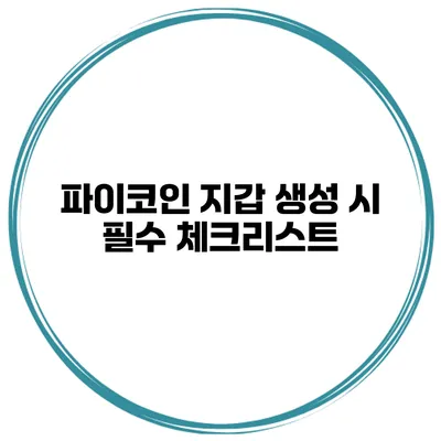 파이코인 지갑 생성 시 필수 체크리스트