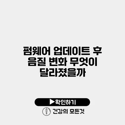 펌웨어 업데이트 후 음질 변화 무엇이 달라졌을까?