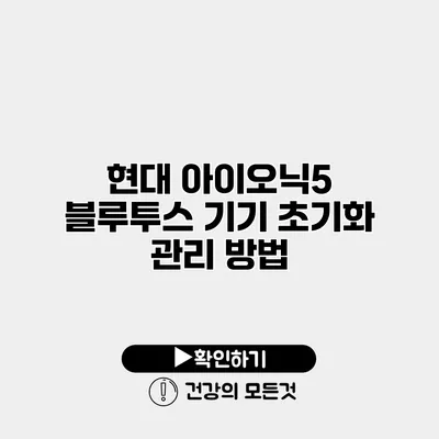 현대 아이오닉5 블루투스 기기 초기화 관리 방법